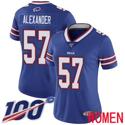 Women Buffalo Bills #57 Lorenzo Alexander Royal Blue Team Color Vapor Untouchable Limited Player 100th Season NFL Jersey